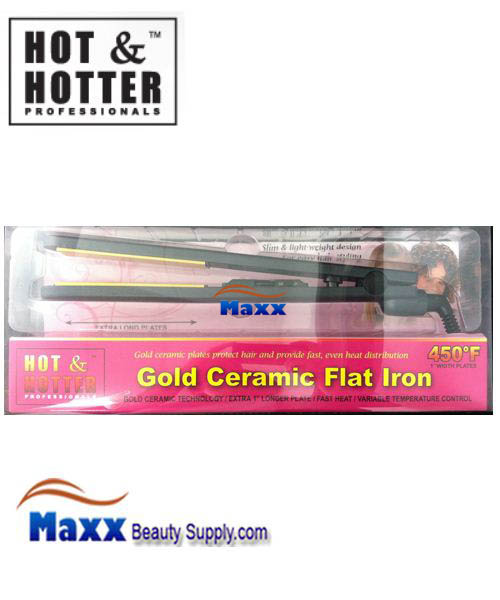 Hot&Hotter 5896 Gold Ceramic Flat Iron - 1"